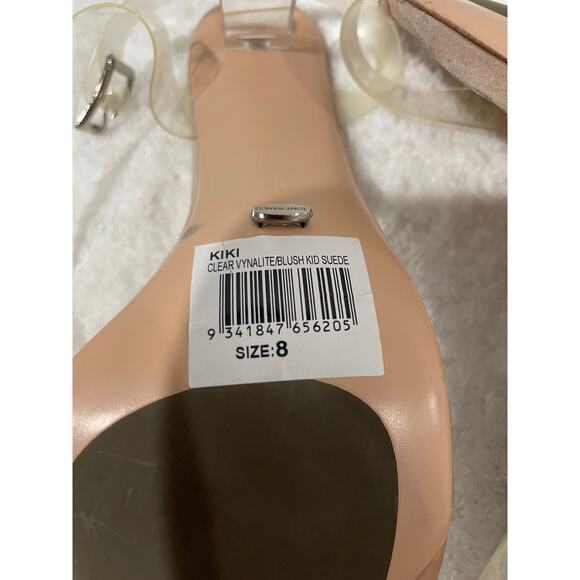 NEW Tony Bianco Kiki Clear Vynalite/Blush Kid Suede Leather Ankle Wrap Heels W 8 - Picture 11 of 11